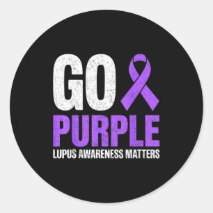 Pegatina Redonda Vete morado mes de concienciación sobre lupus cint