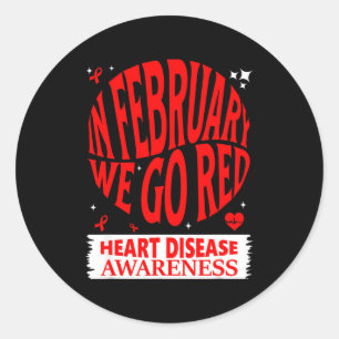 Pegatina Redonda Vete Rojo - Conciencia de la Enfermedad del Corazó