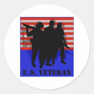 Pegatina Redonda Veterano de Estados Unidos