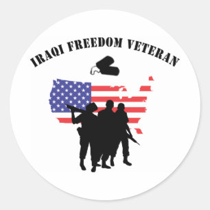 Pegatina Redonda Veterano iraquí de la libertad