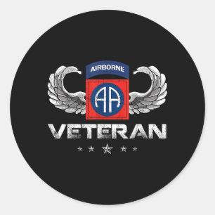 Pegatina Redonda Veterano orgulloso de la División Aerotransportada
