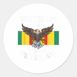 Pegatina Redonda Veterano orgulloso de la guerra de Vietnam