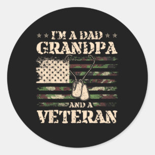 Pegatina Redonda Veterano soy abuelo de papá y padre gracioso de ve