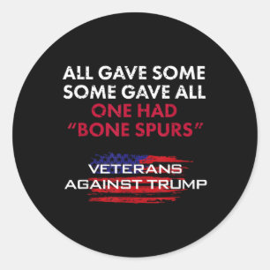 Pegatina Redonda Veteranos Anti-Trump Borrador De Hueso De Dodger P