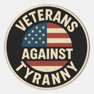 Pegatina Redonda Veteranos Contra la Tiranía – Insignia Patriótica
