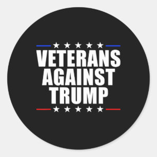 Pegatina Redonda Veteranos contra los veteranos anti-trump