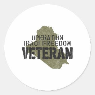 Pegatina Redonda Veteranos de guerra en Irak Operación Veterano de