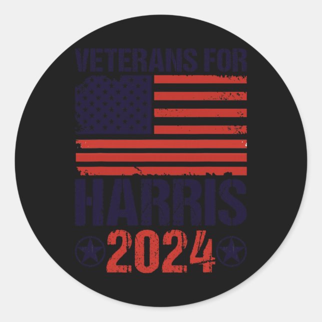 Pegatina Redonda Veteranos de guerra para elegir presidente de Kama (Anverso)