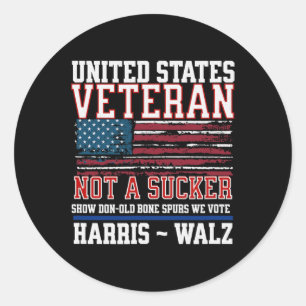 Pegatina Redonda Veteranos De Harris Wheimer 2024 Veterano Militar