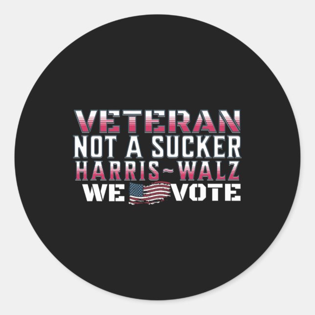 Pegatina Redonda Veteranos De Harris Wheimer 2024 Votación Nunca T (Anverso)