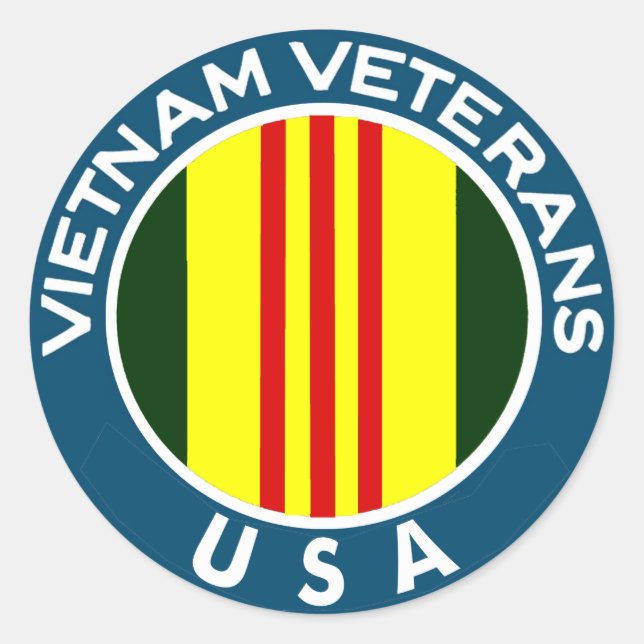 Pegatina Redonda Veteranos de Vietnam de los Estados Unidos (Anverso)