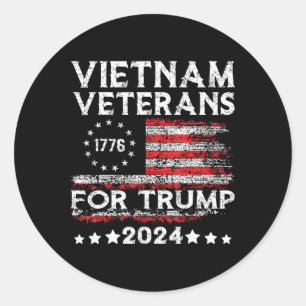 Pegatina Redonda Veteranos de Vietnam por Trump 2025 Bandera Americ