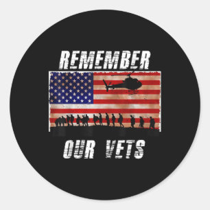 Pegatina Redonda Veteranos de Vietnam recuerdan nuestro Día Conmemo