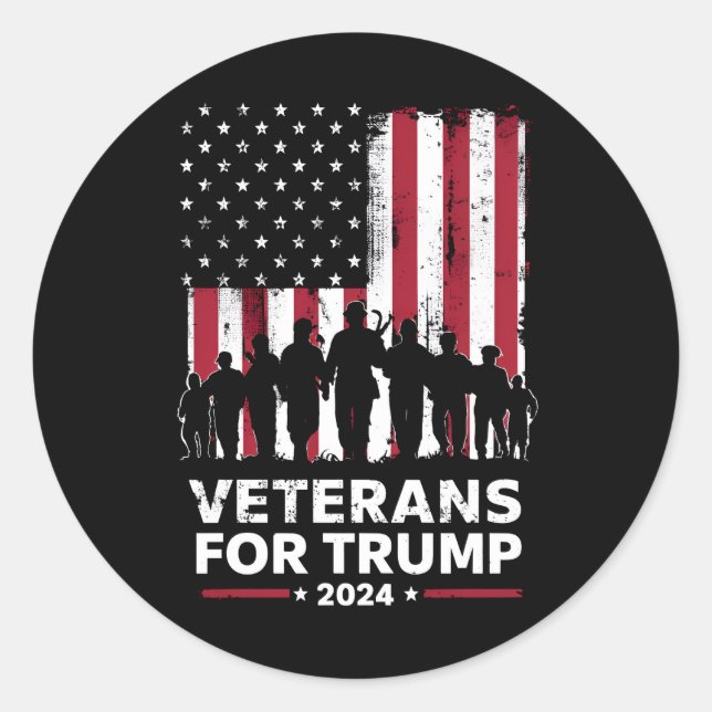 Pegatina Redonda Veteranos del abuelo de papá por la bandera estado (Anverso)