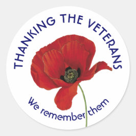 Pegatina Redonda VETERANOS | Gracias | Los recordamos | Poppy