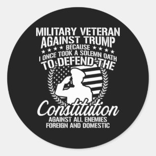 Pegatina Redonda Veteranos Militares Contra Las Elecciones De Trump