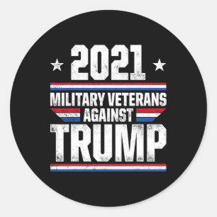 Pegatina Redonda Veteranos Militares Contra Trump Violate Elección