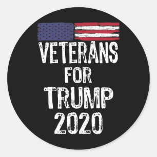 Pegatina Redonda Veteranos Militares Para La Elección Trump 2020 An