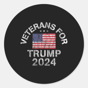 Pegatina Redonda Veteranos Militares Para Trump 2024