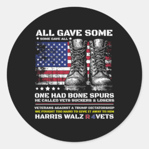 Pegatina Redonda Veteranos Para Harris Wheimer 2024 Vets Militares
