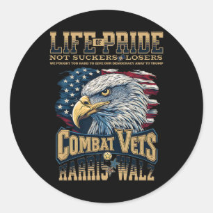 Pegatina Redonda Veteranos Para Harris Wheimer 2024 Vets Militares 