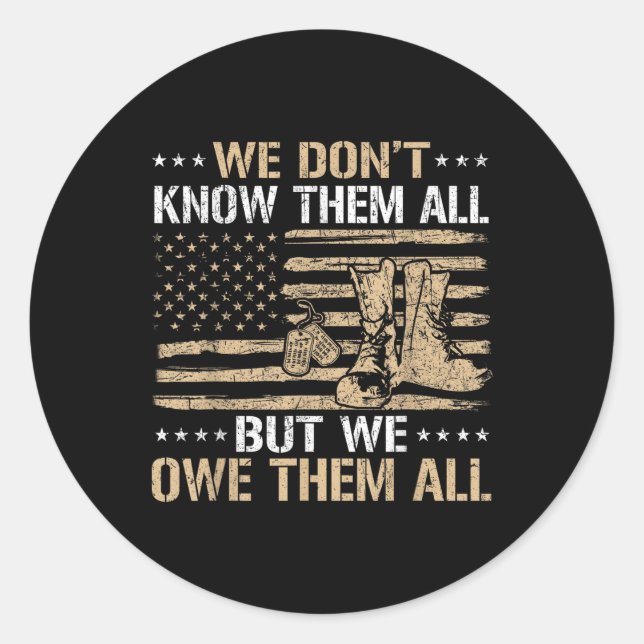 Pegatina Redonda Veteranos Patrióticos Bandera Estadounidense 4 De  (Anverso)