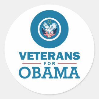 Pegatina Redonda Veteranos por Obama