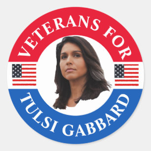Pegatina Redonda Veteranos por Tulsi Gabbard