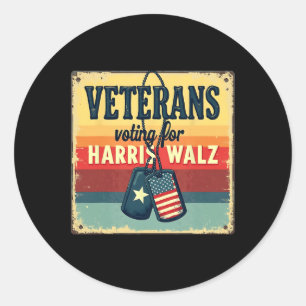 Pegatina Redonda Veteranos Votando Por Harris Wheimer