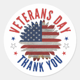 PEGATINA REDONDA VETERANS DAY GRACIAS