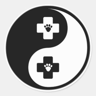 Pegatina Redonda Veterinaría de Yin Yang