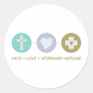 Pegatina Redonda Veterinaría del amor de la fe