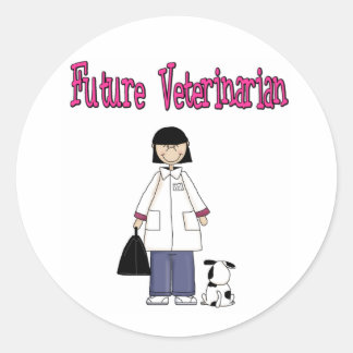 Pegatina Redonda Veterinaria futura (Chica)