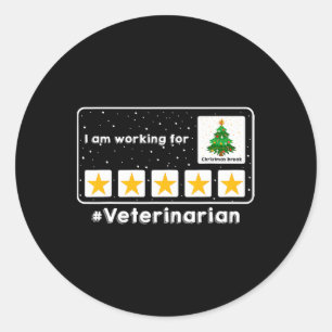 Pegatina Redonda Veterinaria Que Trabajo Para Navidades Rompe 5 St
