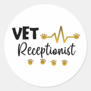 Pegatina Redonda Veterinaria receptora Veterinaria Animal