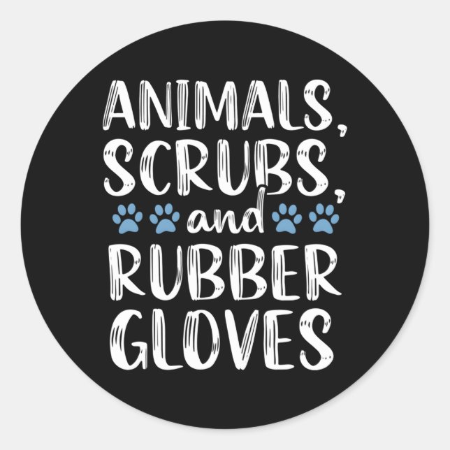 Pegatina Redonda Veterinario Asistente Vet Tech Animal (Anverso)