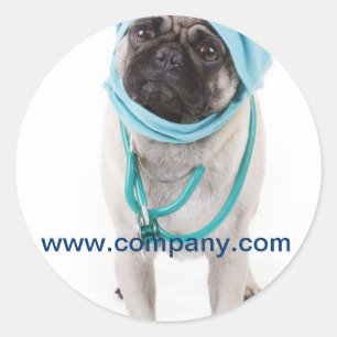 Pegatina Redonda veterinario del hospital de animales de enfermería
