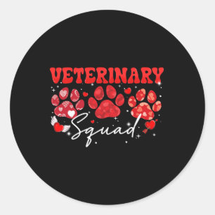 Pegatina Redonda Veterinario Escuadrón Divertido Perro Paw Vet Tech