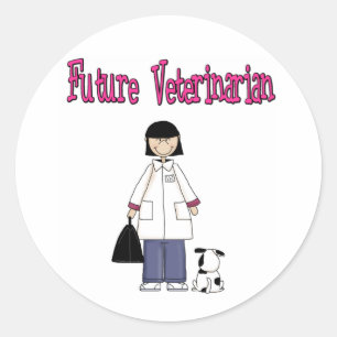 Pegatina Redonda Veterinario futuro (chica)