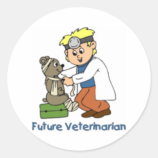 Pegatina Redonda Veterinario Futuro - Niño Pequeño