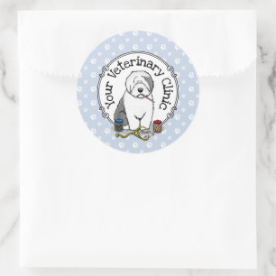 Pegatina Redonda Veterinario Oveja Inglés Gray 1 Cute Vet