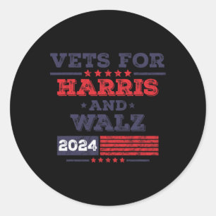 Pegatina Redonda Vets Para Kamala Harris Tim Wheimer 2024 Veterans