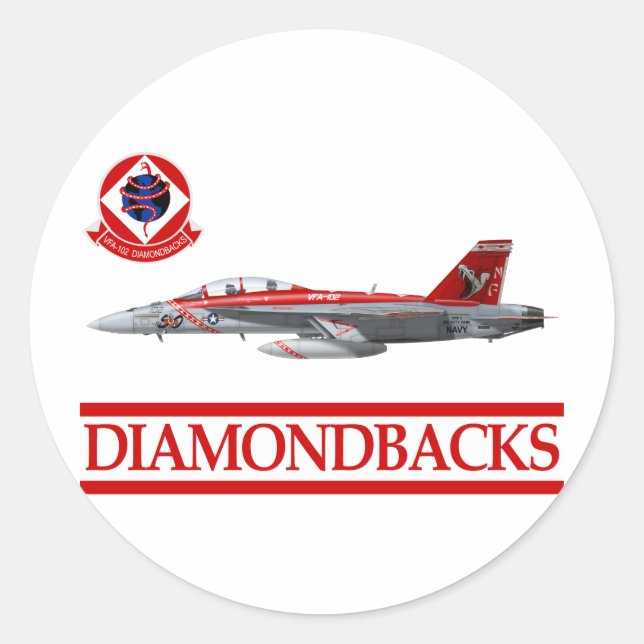 Pegatina Redonda VFA-102 Diamondbacks F-18 Hornet (Anverso)