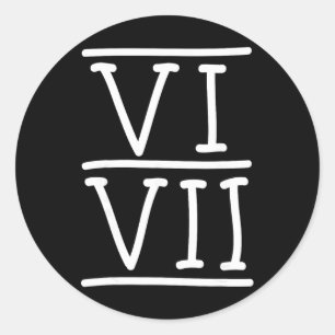 Pegatina Redonda Vi Vii 67 Números Romanos Meme Divertido Escritura