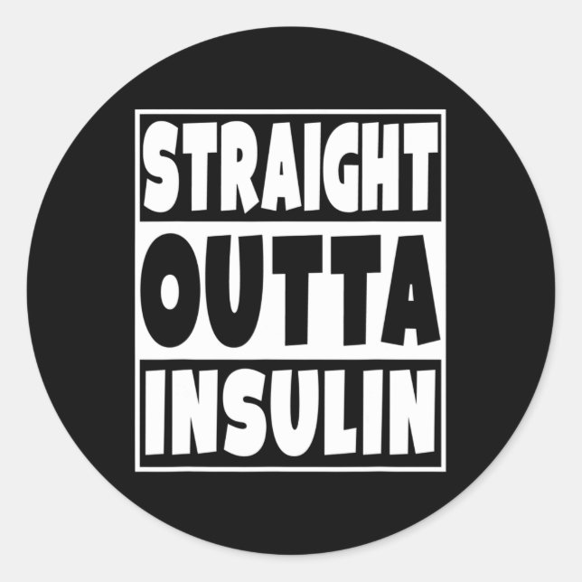 Pegatina Redonda Vía directa Insulina Diabetes Conciencia Diabética (Anverso)