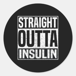 Pegatina Redonda Vía directa Insulina Diversión Diabetes Sensibiliz