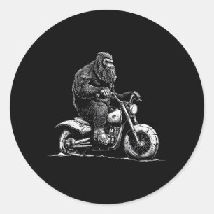 Pegatina Redonda Viajando En Motocicleta Funny Sasquatch M