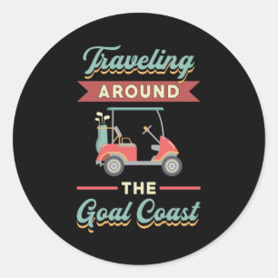 Pegatina Redonda Viajando por Goal Coast Golf Funny