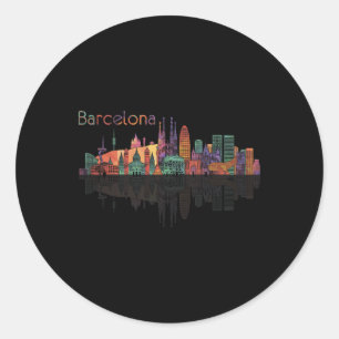 Pegatina Redonda Viajar Barcelona España Europa Vacaciones familiar