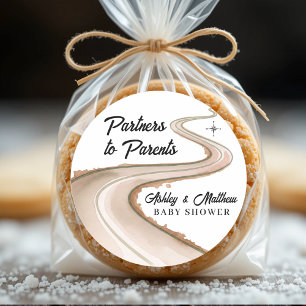 Pegatina Redonda Viajar de partners a padres Baby Shower